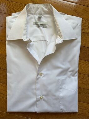 Geoffrey Beene White Men's Dress Shirt with Point Collar